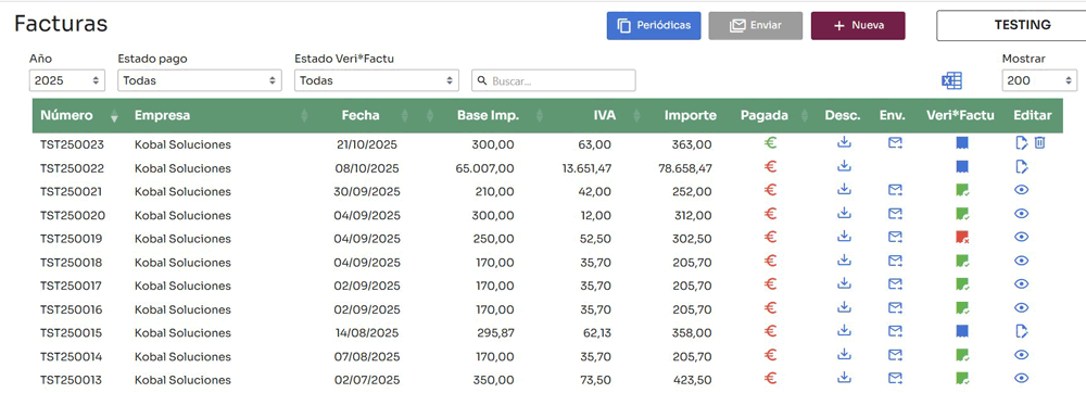 KOOLFACT PANTALLA FACTURAS