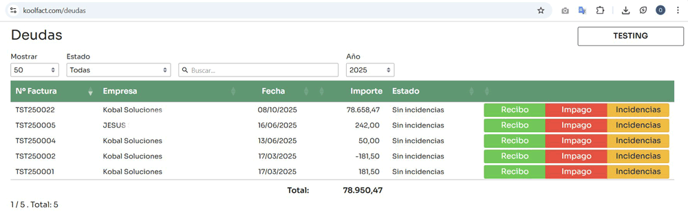 KOOLFACT PANTALLA DEUDAS